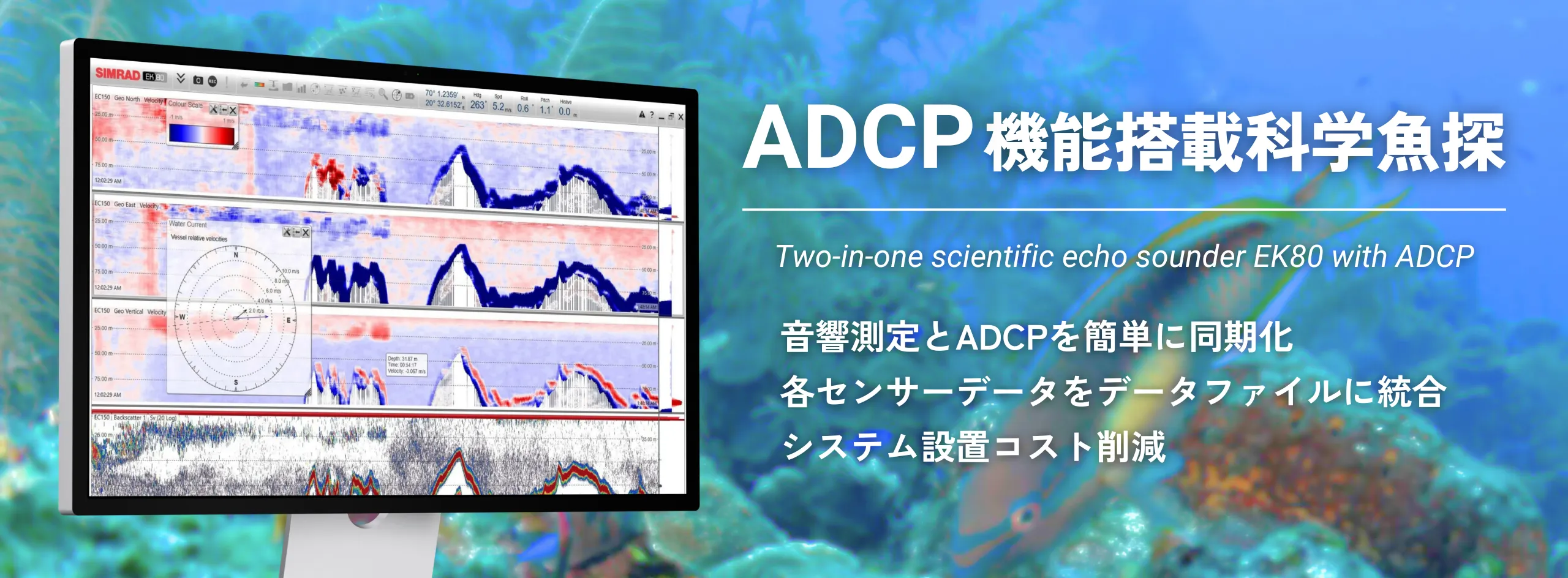 EK80 scientific echo sounder and ADCP system